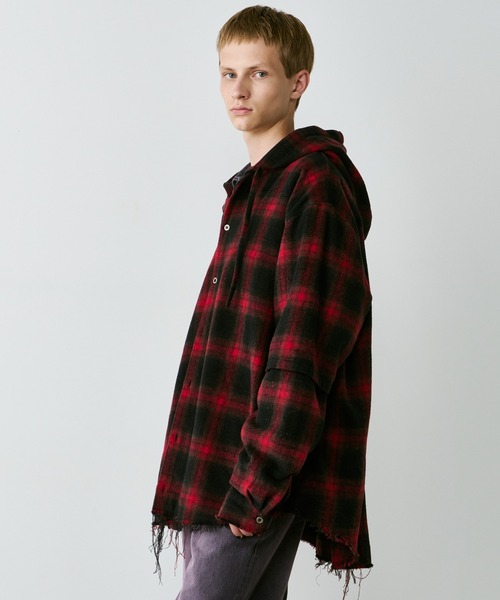 AIVER(アイバー)の「AIVER レイヤードオンブレチェックシャツ(シャツ/ブラウス・メンズ・ブラック/ブルー/レッド/ダークブラック・SMALL/MEDIUM/LARGE)」の20枚目の写真