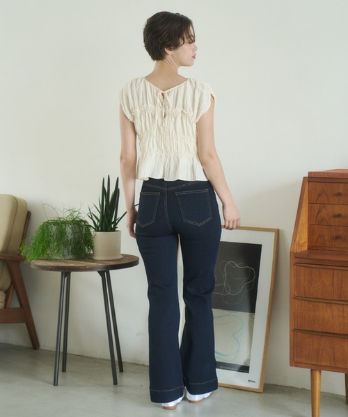 REMOOON フレアデニムパンツ M ネイビー フレアデニムパンツ（デニムパンツ）｜REMOON（リムーン）の