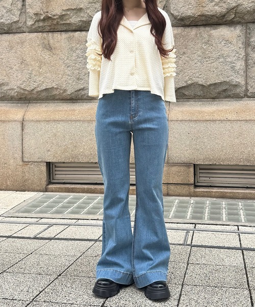 REMOOON フレアデニムパンツ M ネイビー REMOON ジーンズ デニム デニムパンツ フレアデニムパンツ レディース