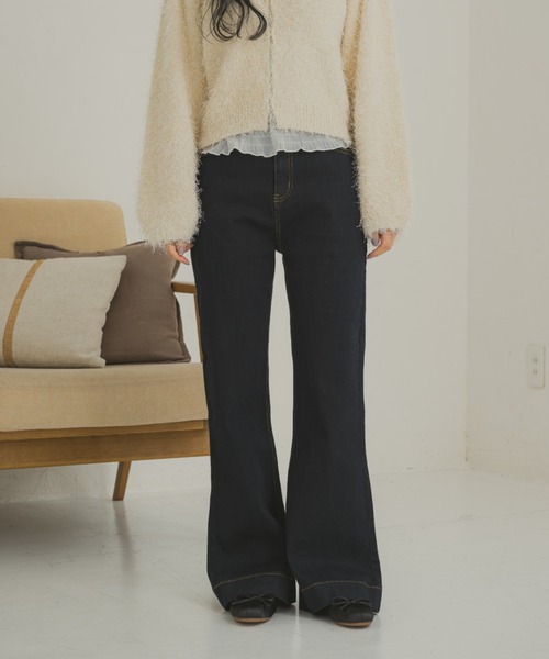 REMOON（リムーン）の「フレアデニムパンツ（デニムパンツ・レディース・ネイビー/ブルー・MEDIUM/SMALL）」の3枚目の写真