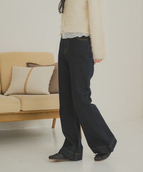 REMOON（リムーン）の「フレアデニムパンツ（デニムパンツ・レディース・ネイビー/ブルー・MEDIUM/SMALL）」の7枚目の写真