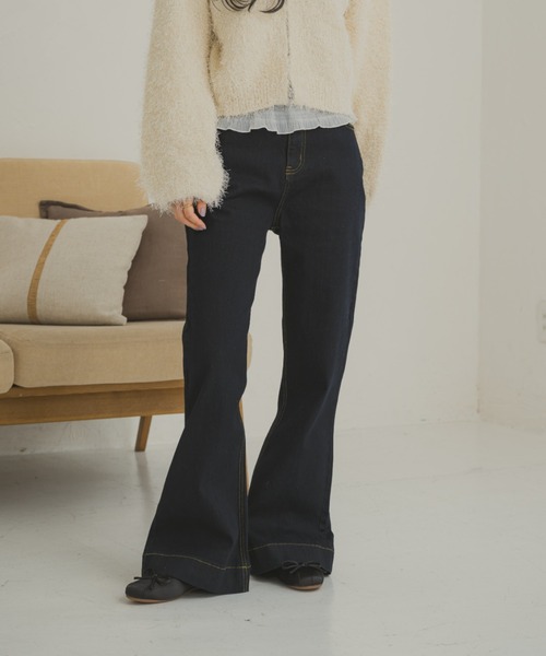 REMOON（リムーン）の「フレアデニムパンツ（デニムパンツ・レディース・ネイビー/ブルー・MEDIUM/SMALL）」の5枚目の写真