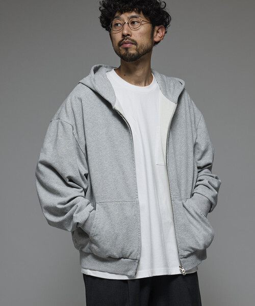 Firsthand(ファーストハンド)の「Firsthand/ファーストハンド 配色 リラックスフィット ダブルジップフーディ / ダブルフェイス ジップアップ フーディ(パーカー・メンズ・グレー/チャコールグレー/ブラック・M/L)」の3枚目の写真