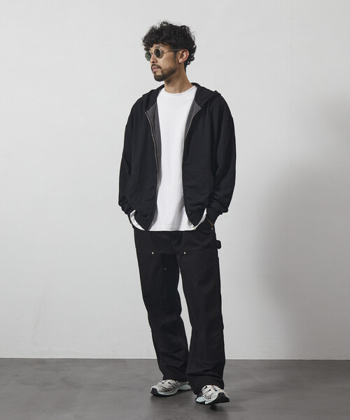 Firsthand(ファーストハンド)の「Firsthand/ファーストハンド 配色 リラックスフィット ダブルジップフーディ / ダブルフェイス ジップアップ フーディ(パーカー・メンズ・グレー/チャコールグレー/ブラック・M/L)」の22枚目の写真