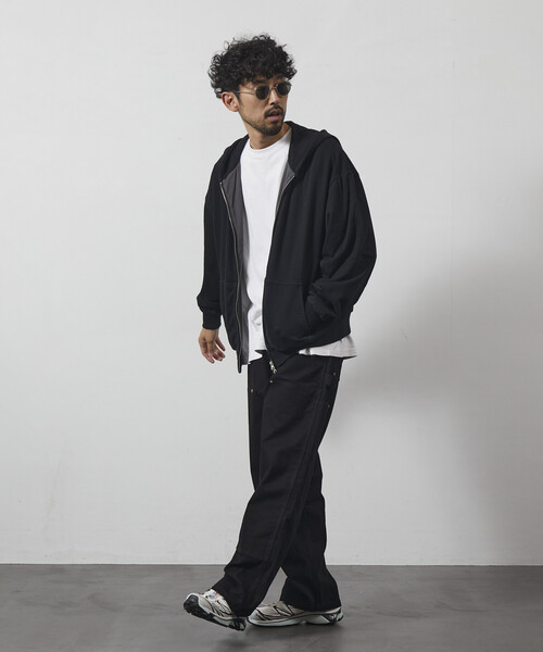 Firsthand(ファーストハンド)の「Firsthand/ファーストハンド 配色 リラックスフィット ダブルジップフーディ / ダブルフェイス ジップアップ フーディ(パーカー・メンズ・グレー/チャコールグレー/ブラック・M/L)」の21枚目の写真