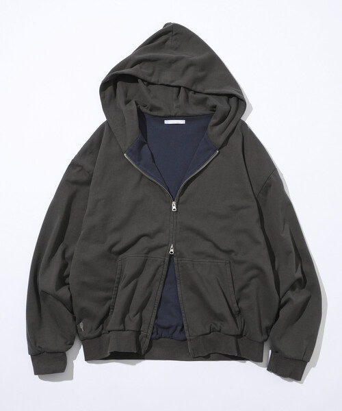 Firsthand(ファーストハンド)の「Firsthand/ファーストハンド 配色 リラックスフィット ダブルジップフーディ / ダブルフェイス ジップアップ フーディ(パーカー・メンズ・グレー/チャコールグレー/ブラック・M/L)」の1枚目の写真