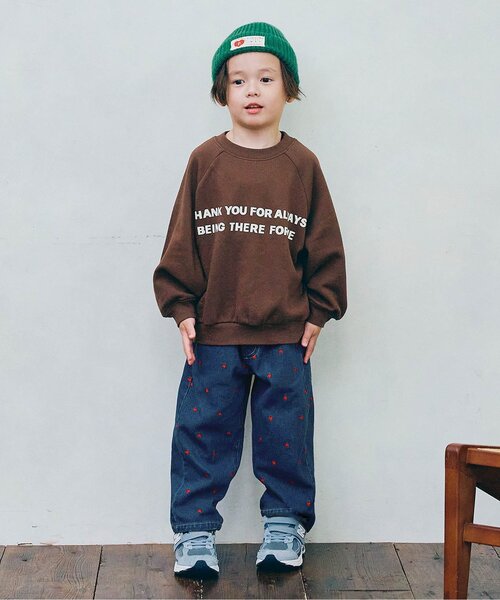 p.premier（ピードットプルミエ）の「【ジュニア対応】ハート刺繍のワイドストレートジーンズ（デニムパンツ・キッズ・ピンク/ブルー・80/90/100/110/120/130/140）」の3枚目の写真