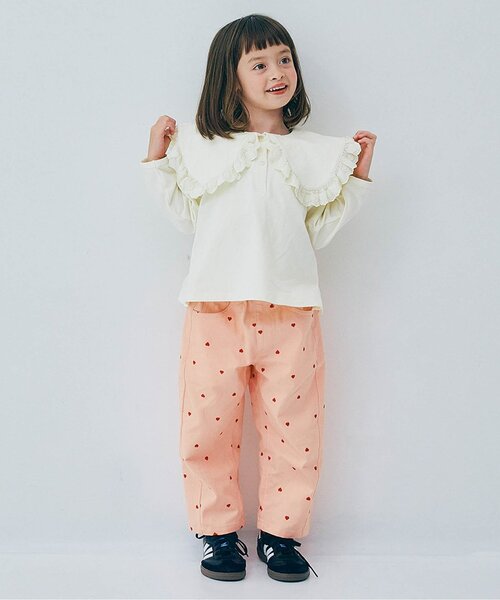 p.premier（ピードットプルミエ）の「【ジュニア対応】ハート刺繍のワイドストレートジーンズ（デニムパンツ・キッズ・ピンク/ブルー・80/90/100/110/120/130/140）」の10枚目の写真