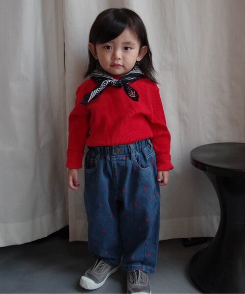 p.premier（ピードットプルミエ）の「【ジュニア対応】ハート刺繍のワイドストレートジーンズ（デニムパンツ・キッズ・ピンク/ブルー・80/90/100/110/120/130/140）」の13枚目の写真