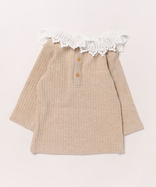 maarook（マルーク）の「パウダーリブニットレースＴシャツ（Tシャツ/カットソー・キッズ・ベージュ/ホワイト・120cm/130cm/90cm/80ｃｍ/110cm/100cm/70cm）」の3枚目の写真