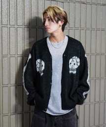 THRIFTY LOOK | THRIFTY LOOK / スリフティールック RAGLAN SLEEVE SOUVENIR CARDIGAN スーベニアデザイン ラグランスリーブ カーディガン モヘアタッチ(カーディガン/ボレロ)