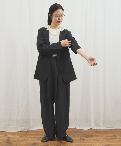 fig Ｌondon（フィグロンドン）の「_CottonCupra twill jacket（テーラードジャケット・レディース・ブラック・FREE）」の6枚目の写真