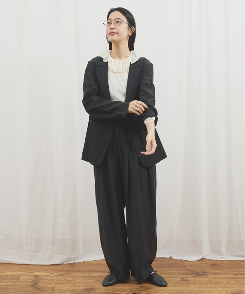 fig Ｌondon（フィグロンドン）の「_CottonCupra twill jacket（テーラードジャケット・レディース・ブラック・FREE）」の4枚目の写真