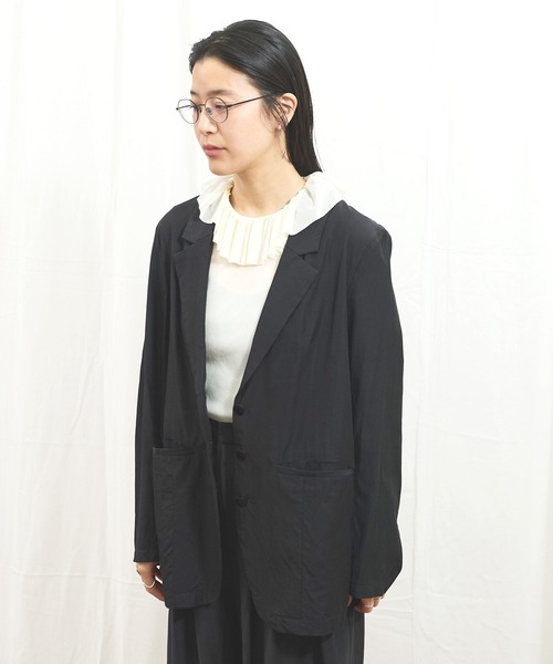 fig Ｌondon（フィグロンドン）の「_CottonCupra twill jacket（テーラードジャケット・レディース・ブラック・FREE）」の3枚目の写真