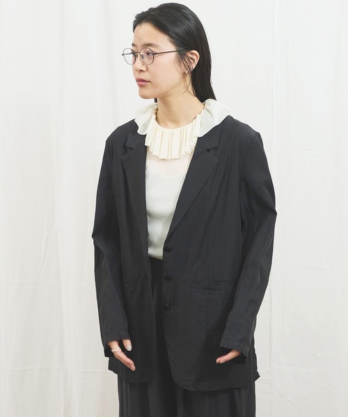 fig Ｌondon（フィグロンドン）の「_CottonCupra twill jacket（テーラードジャケット・レディース・ブラック・FREE）」の7枚目の写真