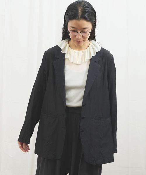 fig Ｌondon（フィグロンドン）の「_CottonCupra twill jacket（テーラードジャケット・レディース・ブラック・FREE）」の5枚目の写真