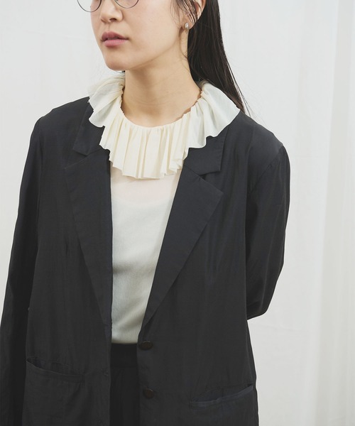 fig Ｌondon（フィグロンドン）の「_CottonCupra twill jacket（テーラードジャケット・レディース・ブラック・FREE）」の9枚目の写真