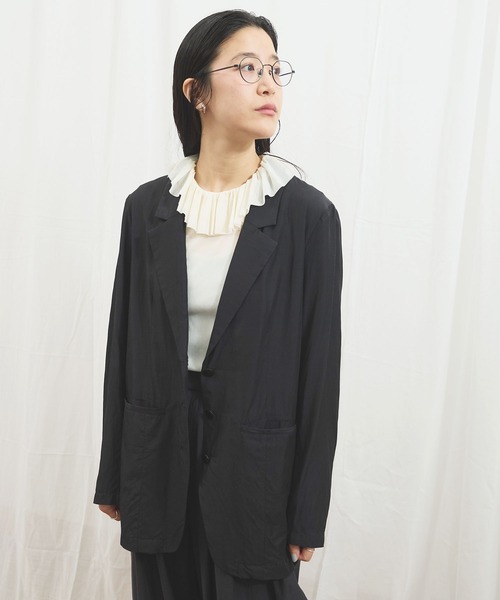 fig Ｌondon（フィグロンドン）の「_CottonCupra twill jacket（テーラードジャケット・レディース・ブラック・FREE）」の14枚目の写真