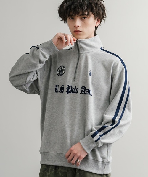U.S. POLO ASSN.（ユーエスポロアッスン）の「U.S. POLO ASSN. ユーエスポロアッスン half zip sweat shirt オーバーサイズ袖ラインワンポイントロゴ刺繍ハーフジップ裏毛スウェット（スウェット・メンズ・アイボリー/オートミール/ブラック/ネイビー・M/L/LL）」の4枚目の写真