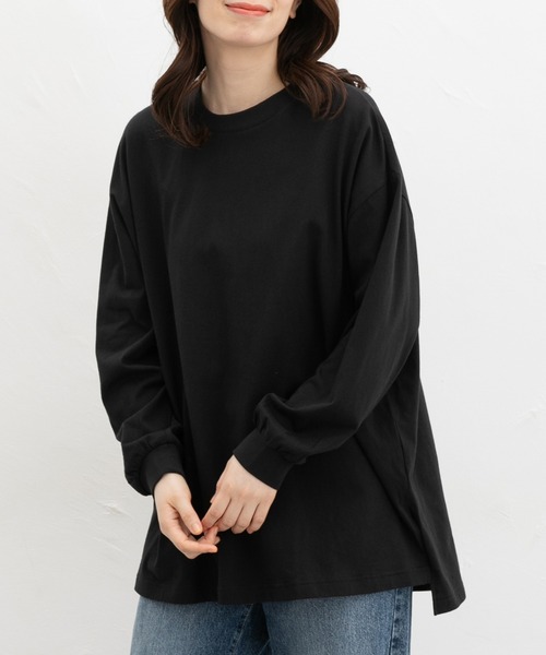 Honeys(ハニーズ)の「ゆるチュニックTシャツ(Tシャツ/カットソー・レディース・キャメル/ブラック/グレイッシュベージュ/オフホワイト/スミクロ・F)」の10枚目の写真