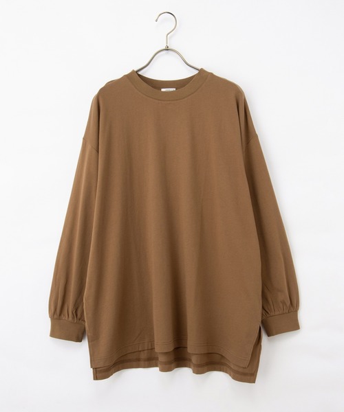 Honeys(ハニーズ)の「ゆるチュニックTシャツ(Tシャツ/カットソー・レディース・キャメル/ブラック/グレイッシュベージュ/オフホワイト/スミクロ・F)」の21枚目の写真