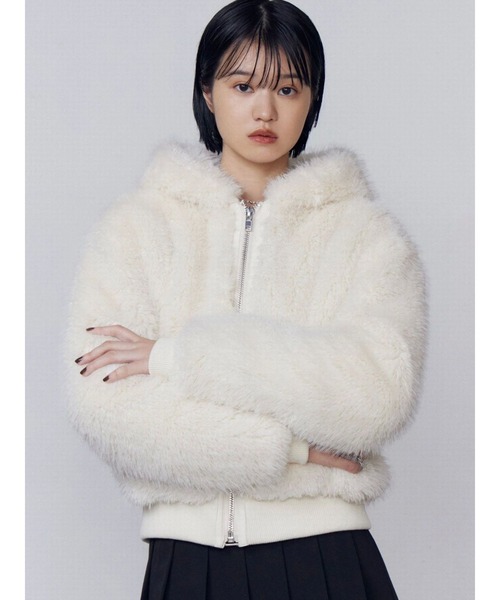 新作♡新品未使用 EMODAフードフェイクファーブルゾン セール】フードフェイクファーブルゾン（ブルゾン）｜EMODA（エモダ