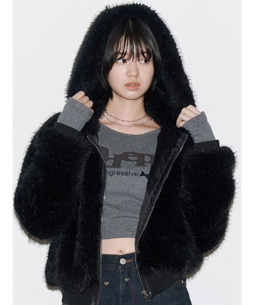 セール】フードフェイクファーブルゾン（ブルゾン）｜EMODA（エモダ