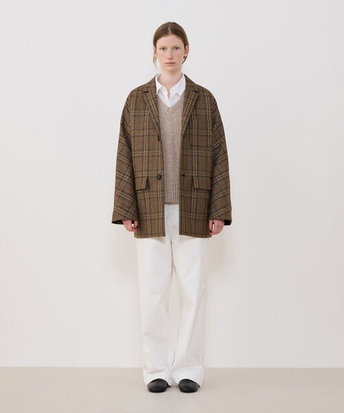 GALERIE VIE（ギャルリー ヴィー）の「チェビオットツイード ドルマンスリーブコート（チェスターコート・レディース・ダークブラウン・FREE）」の5枚目の写真