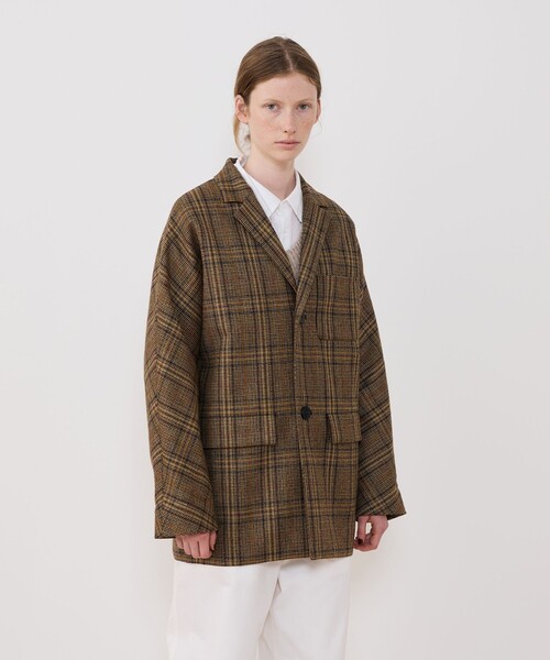 GALERIE VIE（ギャルリー ヴィー）の「チェビオットツイード ドルマンスリーブコート（チェスターコート・レディース・ダークブラウン・FREE）」の6枚目の写真