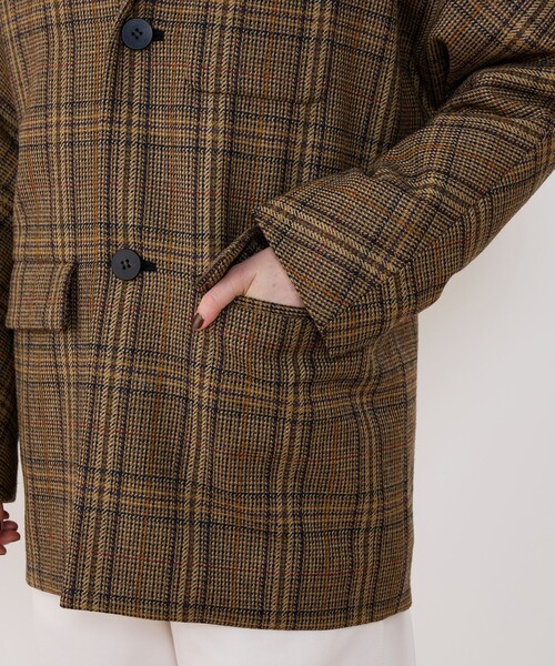 GALERIE VIE（ギャルリー ヴィー）の「チェビオットツイード ドルマンスリーブコート（チェスターコート・レディース・ダークブラウン・FREE）」の2枚目の写真