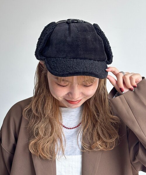 CPCM（シーピーシーエム）の「コーデュロイフライトキャップ（キャップ・レディース・ブラック/ブラウン/ベージュ・FREE）」の4枚目の写真