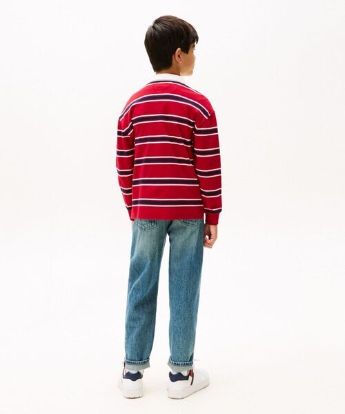 TOMMY HILFIGER（トミーヒルフィガー）の「BOYS インターロックボーダーラガーポロシャツ（ポロシャツ・キッズ・レッド・160cm/140cm/150cm/130cm）」の4枚目の写真