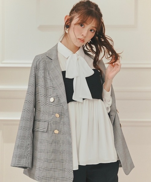 SWINGLE（スウィングル）の「【再入荷】ダブルテーラードジャケット（テーラードジャケット・レディース・ボルドー/ブラック系その他/ダークブルー・SMALL/MEDIUM）」の2枚目の写真