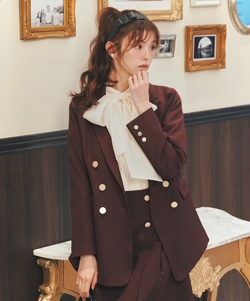 SWINGLE（スウィングル）の「【再入荷】ダブルテーラードジャケット（テーラードジャケット・レディース・ボルドー/ブラック系その他/ダークブルー・SMALL/MEDIUM）」の3枚目の写真