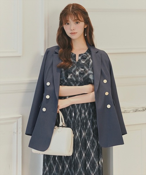 SWINGLE（スウィングル）の「【再入荷】ダブルテーラードジャケット（テーラードジャケット・レディース・ボルドー/ブラック系その他/ダークブルー・SMALL/MEDIUM）」の9枚目の写真