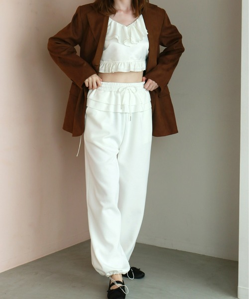 mic by Olu.（ミックバイオルドット）の「＜ ZOZOTOWN限定 ＞フリルドッキングスウェットパンツ（スウェットパンツ・レディース・グレー/ネイビー/ホワイト・FREE）」の9枚目の写真