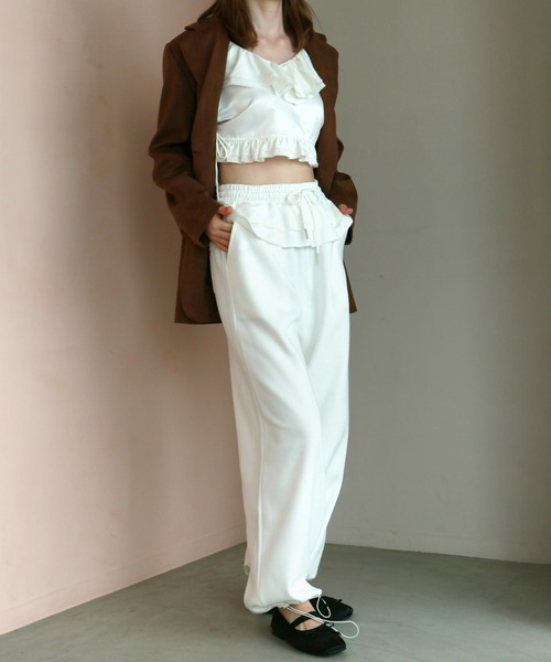 mic by Olu.（ミックバイオルドット）の「＜ ZOZOTOWN限定 ＞フリルドッキングスウェットパンツ（スウェットパンツ・レディース・グレー/ネイビー/ホワイト・FREE）」の4枚目の写真