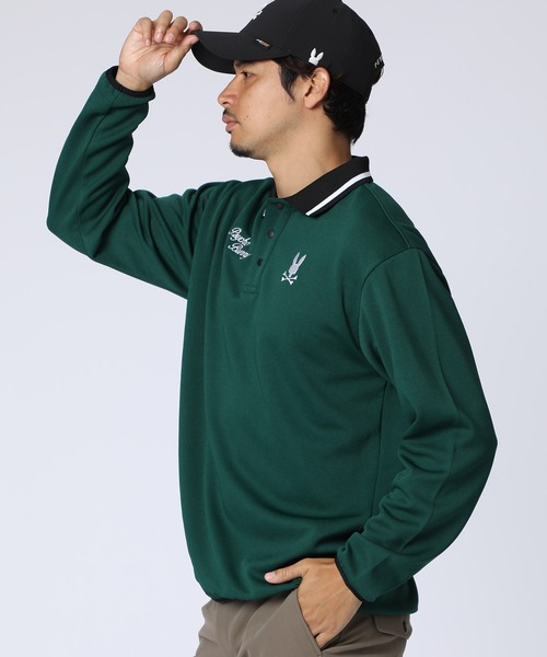 Psycho Bunny（サイコバニー）の「[GOLF]モダングラフィック ロングスリーブポロシャツ（ポロシャツ・メンズ・ダークグリーン/ホワイト/ブラック・MEDIUM/X-LARGE/LARGE）」の15枚目の写真