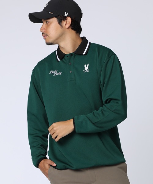 Psycho Bunny（サイコバニー）の「[GOLF]モダングラフィック ロングスリーブポロシャツ（ポロシャツ・メンズ・ダークグリーン/ホワイト/ブラック・MEDIUM/X-LARGE/LARGE）」の14枚目の写真