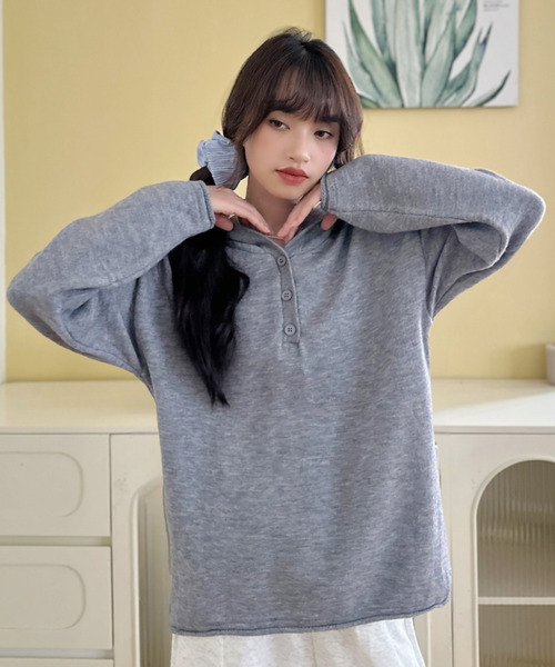 セール】【Good Riddance】ヘンリーネック ドロップショルダー ニット