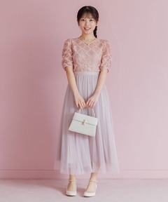 キラキラレース×チュールドレス/結婚式/パーティー/お呼ばれ