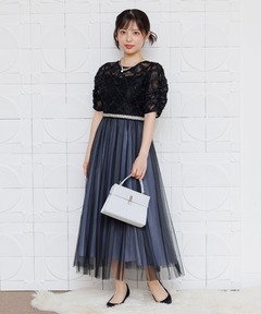 キラキラレース×チュールドレス/結婚式/パーティー/お呼ばれ