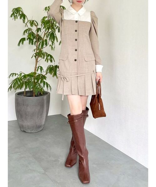 スソプリーツジャケットミニワンピース（ワンピース）｜dazzlin