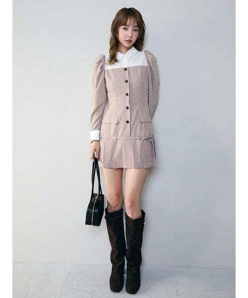 dazzlin（ダズリン）の「スソプリーツジャケットミニワンピース（ワンピース・レディース・ベージュ/ブラウン/グレー・SMALL/MEDIUM）」の17枚目の写真