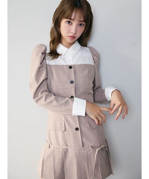 dazzlin（ダズリン）の「スソプリーツジャケットミニワンピース（ワンピース・レディース・ベージュ/ブラウン/グレー・SMALL/MEDIUM）」の18枚目の写真