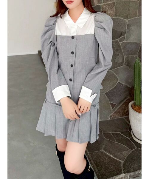 dazzlin（ダズリン）の「スソプリーツジャケットミニワンピース（ワンピース・レディース・ベージュ/ブラウン/グレー・SMALL/MEDIUM）」の19枚目の写真