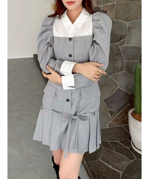 dazzlin（ダズリン）の「スソプリーツジャケットミニワンピース（ワンピース・レディース・ベージュ/ブラウン/グレー・SMALL/MEDIUM）」の20枚目の写真