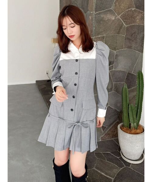 dazzlin（ダズリン）の「スソプリーツジャケットミニワンピース（ワンピース・レディース・ベージュ/ブラウン/グレー・SMALL/MEDIUM）」の21枚目の写真