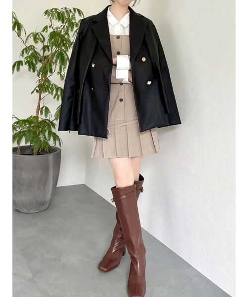 dazzlin（ダズリン）の「スソプリーツジャケットミニワンピース（ワンピース・レディース・ベージュ/ブラウン/グレー・SMALL/MEDIUM）」の11枚目の写真