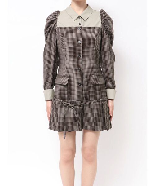 dazzlin（ダズリン）の「スソプリーツジャケットミニワンピース（ワンピース・レディース・ベージュ/ブラウン/グレー・SMALL/MEDIUM）」の12枚目の写真